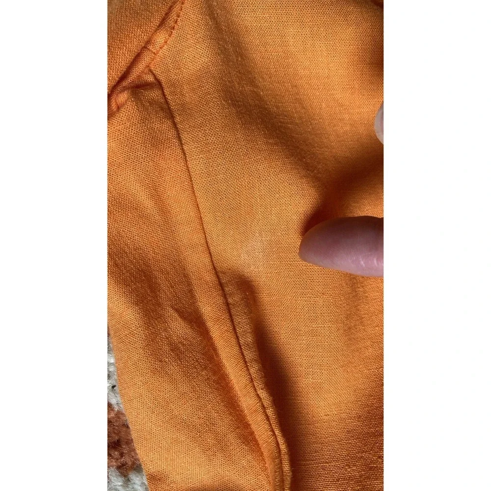 Women's Linen Blend Cargo BEACH Pants Size Medium Tangerine Lightweight Colorful